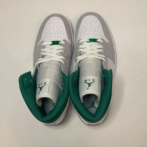 Jordan 1 Mid Sneakers Pine Green, White - Picture 8 of 10